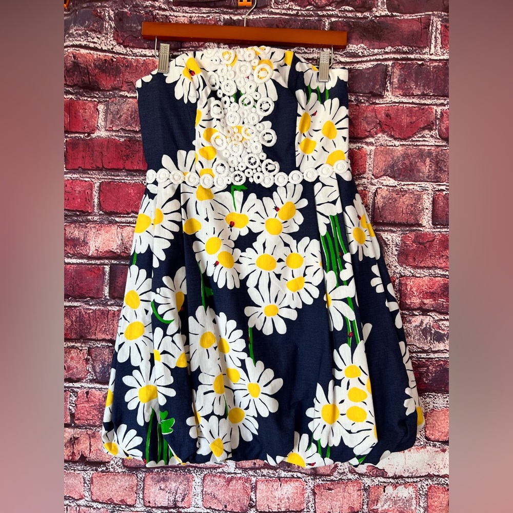 NWT Lilly Pulitzer "Look Lady" Strapless Daisy Ladybug Bubble Dress